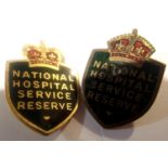 Two WWII National Hospital Service Reserve badges. P&P Group 1 (£14+VAT for the first lot and £1+VAT