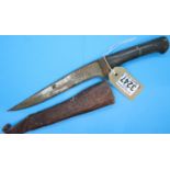 Pathan Indian knife and goat skin sheath, blade length 20 cm. P&P Group 1 (£14+VAT for the first lot