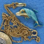 9ct gold Dolphin on a 9ct chain, 3.1g, chain L: 46 cm. P&P Group 1 (£14+VAT for the first lot and £
