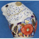 Royal Crown Derby Poppy Mouse, H: 6 cm. P&P Group 1 (£14+VAT for the first lot and £1+VAT for