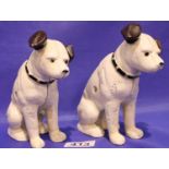 Two cast iron Nipper dog moneyboxes. P&P Group 2 (£18+VAT for the first lot and £3+VAT for