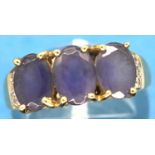 9ct gold amethyst and diamond set ring, size N/Q, 2.4g. P&P Group 1 (£14+VAT for the first lot