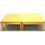 Ercol, a pair of Golden Dawn coffee tables, each 64 x 64 x 33 cm H. Not available for in-house P&