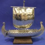 Norwegian pewter Viking longboat, boxed, L: 22 cm, H: 19 cm. P&P Group 1 (£14+VAT for the first