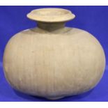Chinese Han Dynasty cocoon vase, H: 27cm. Not available for in-house P&P, contact Paul O'Hea at