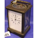 Sainte Luxanne French brass cased carriage clock, with key, H: 13 cm. P&P Group 3 (£25+VAT for the