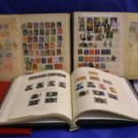 Collection of seven stamp albums and two trays of loose stamps, GB and world. Not available for in-