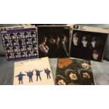 Five LPs to include Rolling Stones (LK 4605), four Beatles LPs; Rubber Soul (mono, PMC 1267), Hard