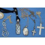 Five 925 silver pendant necklaces including three stone set examples. P&P Group 1 (£14+VAT for the