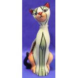 Lorna Bailey cat, Elizabeth, H: 19 cm. P&P Group 1 (£14+VAT for the first lot and £1+VAT for