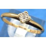 9ct gold diamond set ring size S/T, 1.8g. P&P Group 1 (£14+VAT for the first lot and £1+VAT for