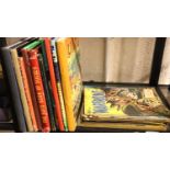 Quantity of 1950s boys comics and annuals and a stamp album including Roy Rogers, Super Boy, Space
