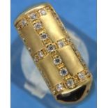 Contemporary heavy gauge 14ct gold diamond set half eternity ring, size O/P, 9.5g. P&P Group 1 (£