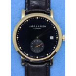Lars Larsen; gents wristwatch on leather strap, working at lotting. P&P Group 1 (£14+VAT for the