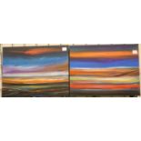 Michael Fargher; pair of acrylic landscape paintings, 40 x 30 cm. P&P Group 2 (£18+VAT for the first