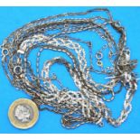 Six mixed 925 silver chains, largest L: 60 cm, combined 33g. P&P Group 1 (£14+VAT for the first