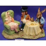 Beswick Mad Hatters Tea Party figurine, limited edition, L: 20 cm. No cracks, chips or visible