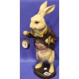 Carved wooden White Rabbit figurine, H: 33 cm. P&P Group 3 (£25+VAT for the first lot and £5+VAT for