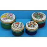 Four original Crummles enamel pill boxes of various sizes, unboxed. P&P Group 1 (£14+VAT for the