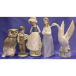 Three Nao figurines, goose and owl, no cracks, chips or visible restoration. P&P Group 3 (£25+VAT