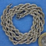 925 silver rope neck chain, L: 41 cm. P&P Group 1 (£14+VAT for the first lot and £1+VAT for