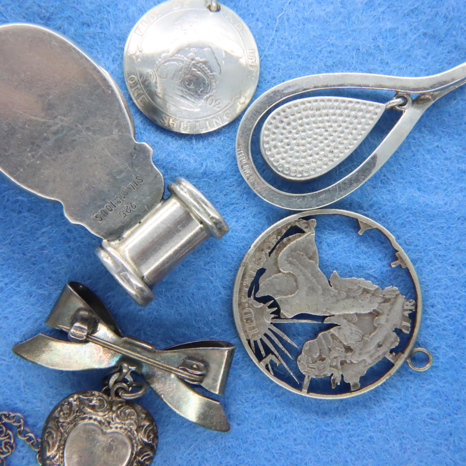 Five 925 silver pendants, largest L: 40 mm, combined 50g. P&P Group 1 (£14+VAT for the first lot and - Image 2 of 2