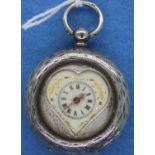 925 silver ladies ornate fob watch. P&P Group 1 (£14+VAT for the first lot and £1+VAT for subsequent