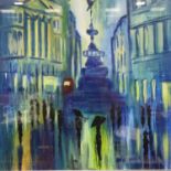 After James Lawrence Isherwood (1917-1989); oil on board, Piccadilly Circus, 45 x 55 cm. Not