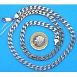 925 silver flat link neck chain, L: 51 cm. P&P Group 1 (£14+VAT for the first lot and £1+VAT for
