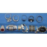 Fourteen 925 silver rings including stone set examples, mixed sizes, combined 101g. P&P Group 1 (£
