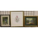 Three watercolours; Katie Thompson, Mary McIntyre and Gordon Rennie, largest 34 x 27 cm. Not