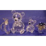 Two Swarovski glass teddies and other glass items. P&P Group 2 (£18+VAT for the first lot and £3+VAT