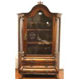 Dutch 18th century Bombe form display cabinet with three under drawers, 71 x 30 x 101 cm H. Not