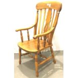 Late 19th/early 20th century Windsor chair with pierced back splat and turned supports. Not