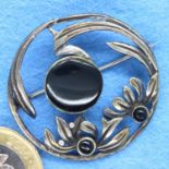 925 silver Art Nouveau style brooch, D: 3.5 cm. P&P Group 1 (£14+VAT for the first lot and £1+VAT