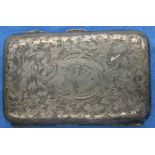Decorative hallmarked silver cigarette case, Birmingham assay, 80 x 50 mm, 60g. Does not close