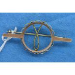 9ct gold full sovereign bar brooch mount, 3.1g. P&P Group 1 (£14+VAT for the first lot and £1+VAT