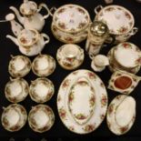 Large quantity of Royal Albert tea and dinnerware in the Old Country Roses pattern. First and