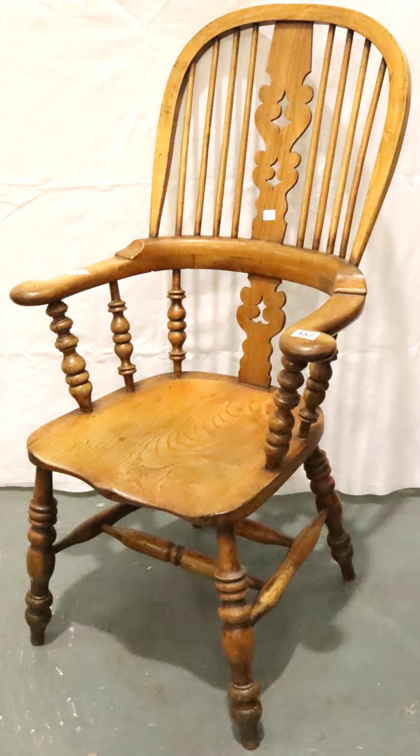 19th century elm Windsor chair. Not available for in-house P&P, contact Paul O'Hea at Mailboxes on