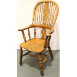 19th century elm Windsor chair. Not available for in-house P&P, contact Paul O'Hea at Mailboxes on