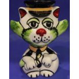 Lorna Bailey cat, Milkman, H: 14 cm. No cracks, chips or visible restoration. P&P Group 1 (£14+VAT