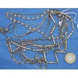 Seven mixed 925 silver chains, longest L: 58 cm, combined 67g. P&P Group 1 (£14+VAT for the first