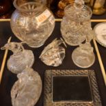 A selection of glassware including a lidded jar, large vase etc. Not available for in-house P&P,