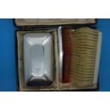 Pair of Art Deco gents brushes with engine turned design. P&P Group 1 (£14+VAT for the first lot and