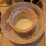 Doulton Burslem bowl and pot in the Iris pattern. Light crazing in areas, otherwise no cracks, chips