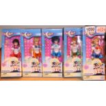 Five boxed collectable Irwin toys Japanese Sailor Moon adventure dolls. Not available for in-house