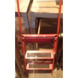 Tubular steel folding three step kitchen steps. Not available for in-house P&P, contact Paul O'Hea