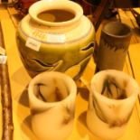 A decorative ceramic vase and a stoneware vase etc. Not available for in-house P&P, contact Paul O'