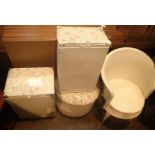 Three Lloyd Loom type laundry baskets and a bathroom chair. Not available for in-house P&P,