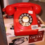 Red, GPO746 Retro push button telephone replica of the 1970s classic, compatible with modern